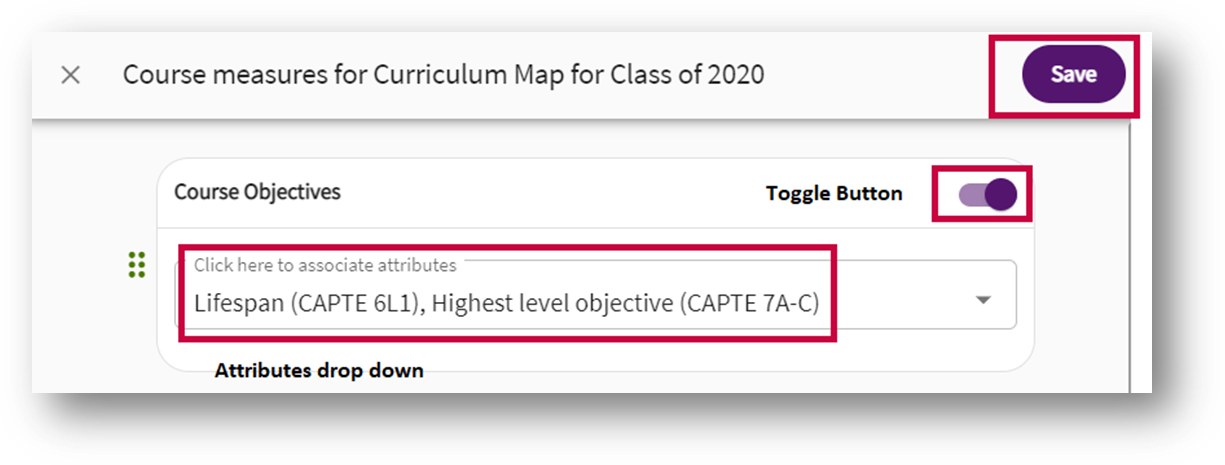 course measures menu 1
